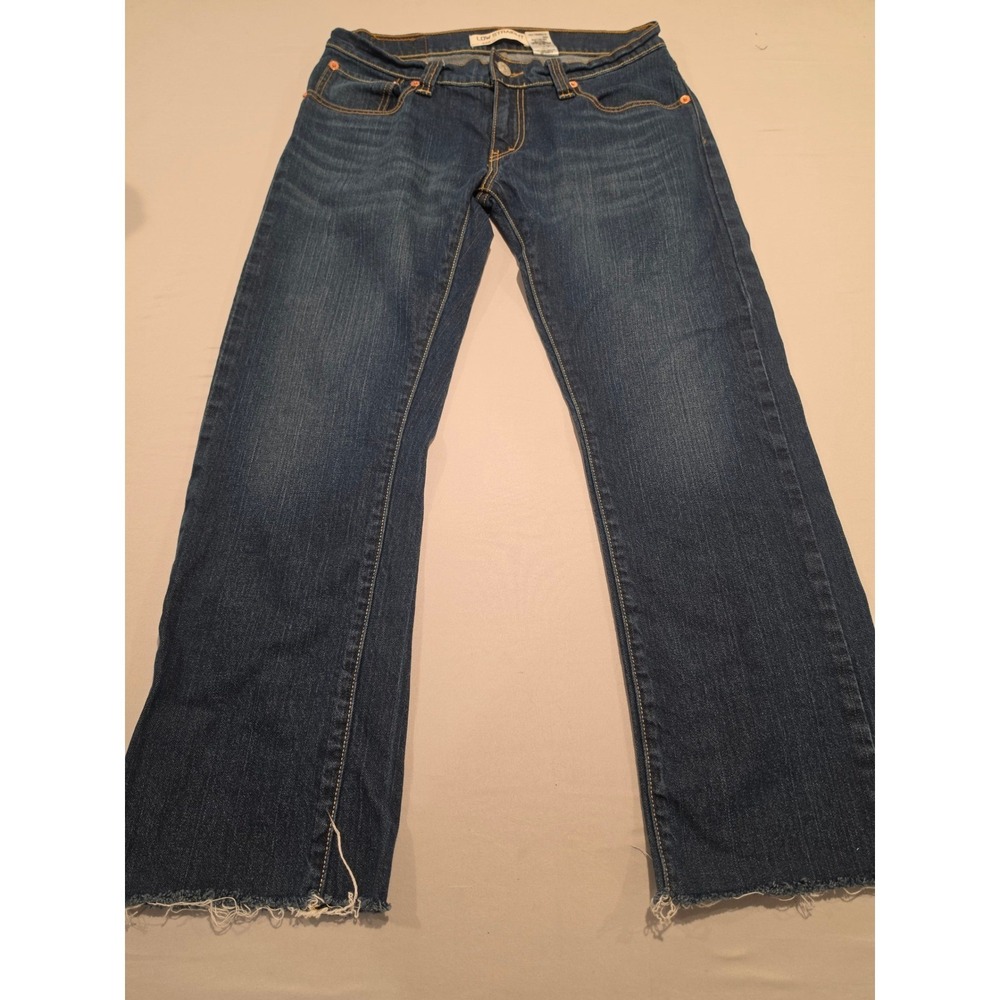 Levis 542 Low Straight Jeans Womens 12M Blue Denim Raw Hem 0933